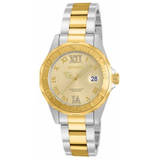 Invicta Women's 14351 Pro Diver Quartz 3 Hand Gold Dial Watch