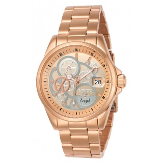 Invicta Women's 23569 Angel Quartz 3 Hand Rose Gold, Silver Dial Watch