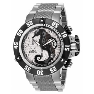 Invicta Men's 26226 Subaqua Quartz 3 Hand Silver, Black Dial Watch