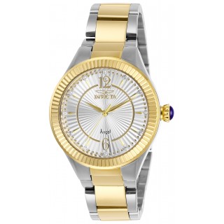 Invicta Lady 28334 Angel Quartz 3 Hand Silver, Gold Dial Watch