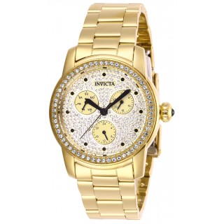 Invicta Women's Angel 28469 Quartz Chronograph Pave, Gold Dial Watch