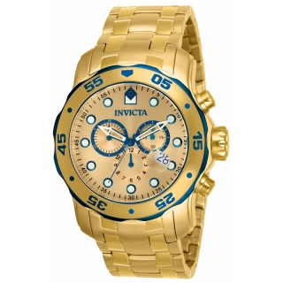 Invicta Men's Pro Diver 80069 Quartz 3 Hand Gold Dial Watch